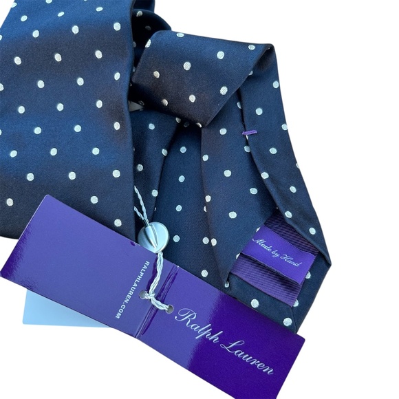 Ralph Lauren NWT Purple Label Polka Dot Silk Tie - Picture 5 of 6